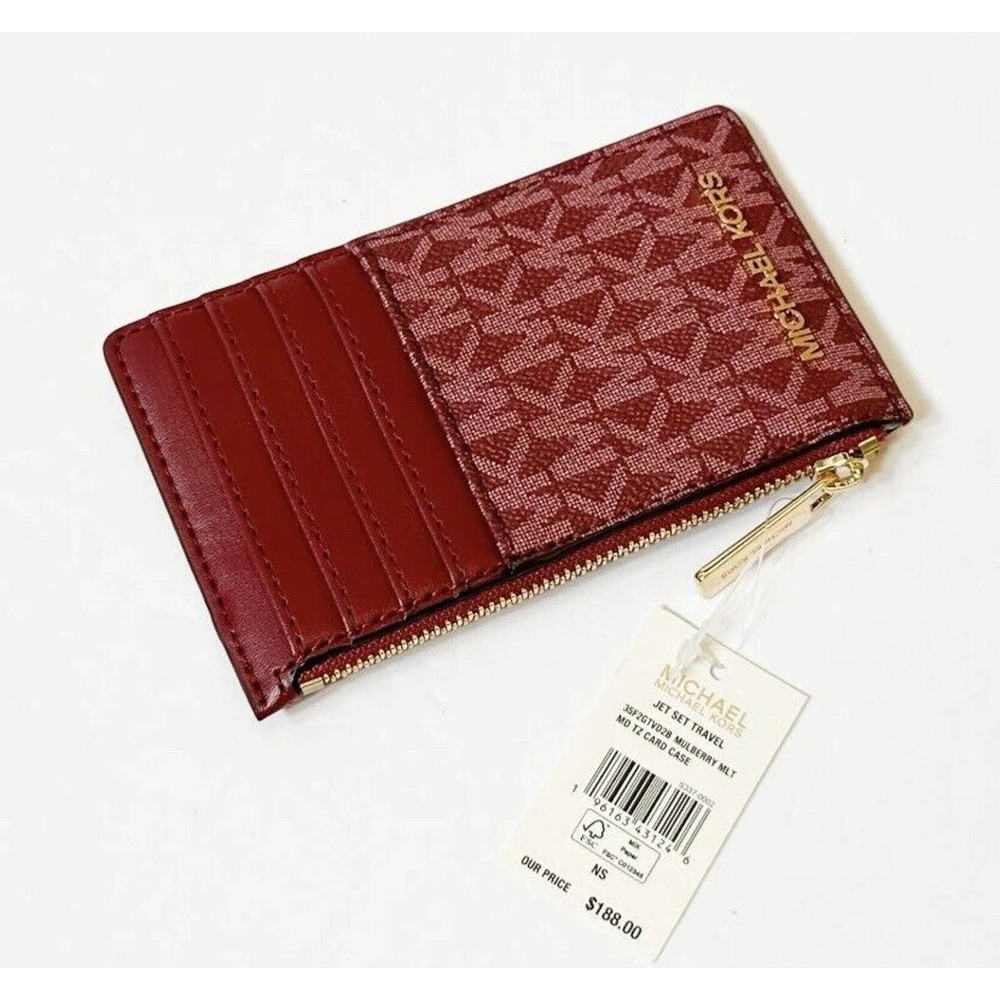 MICHAEL KORS JET SET TRAVEL TOP ZIP CARD CASE WALLET